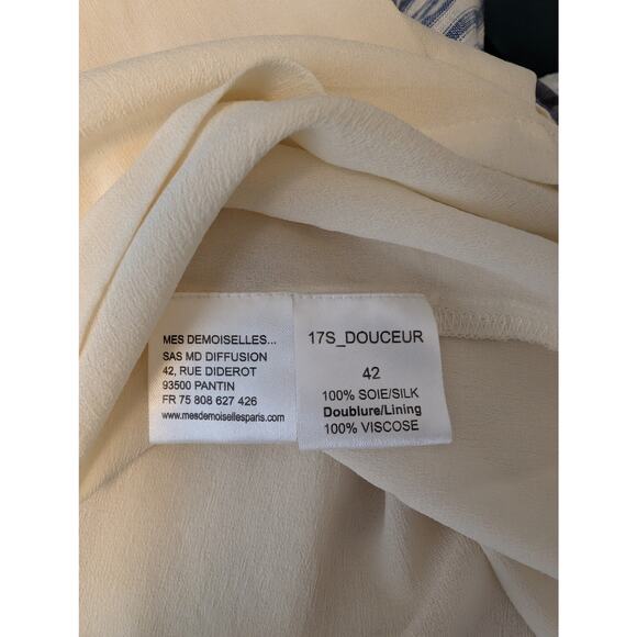 Mes Demoiselles Paris Silk Sheer Stripe Paneled Nightgown Douceur Ivory 42 - Picture 12 of 12